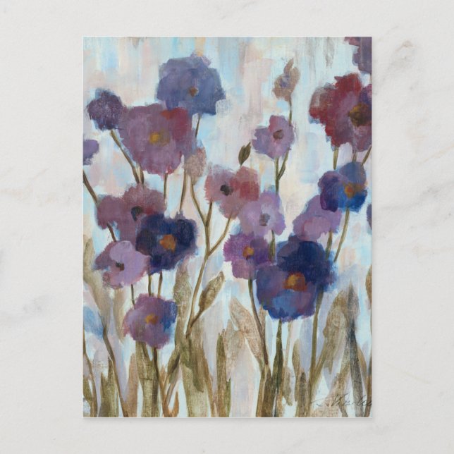 Abstracted Florals In Purple Postcard (Front)