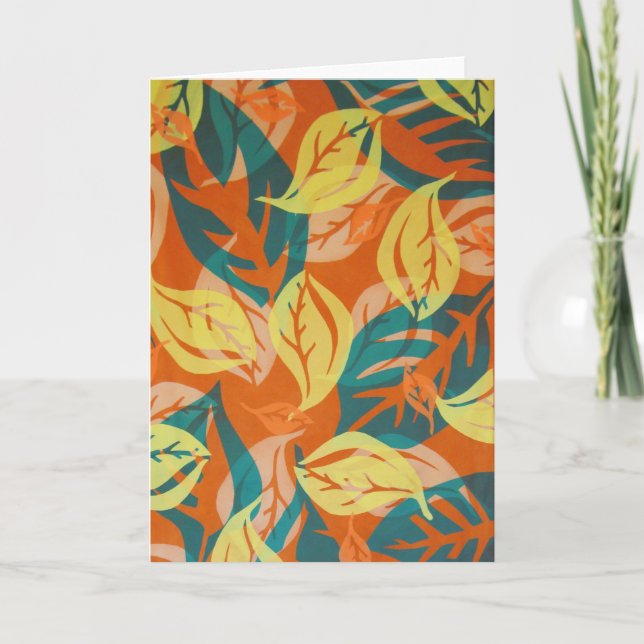 Abstracted Leaves Falling, Fiberart Card (Front)