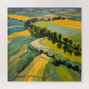 Abstraction Agricultural Area and Green Wavy Field Jigsaw Puzzle