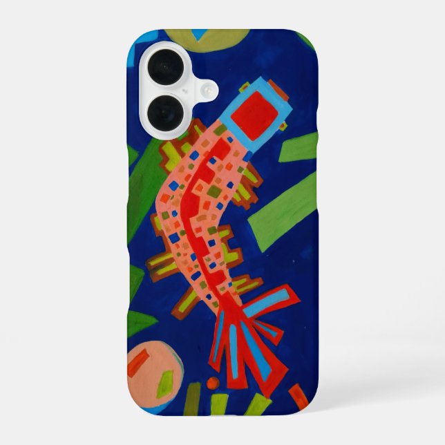 abstraction, fish, carp, cubism, iPhone 16 case (Back)