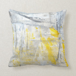 'Abstraction' Grey and Yellow Abstract Art Cushion