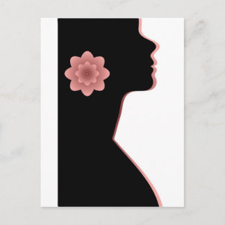 Abstraction silhouette Beautiful woman black red Postcard