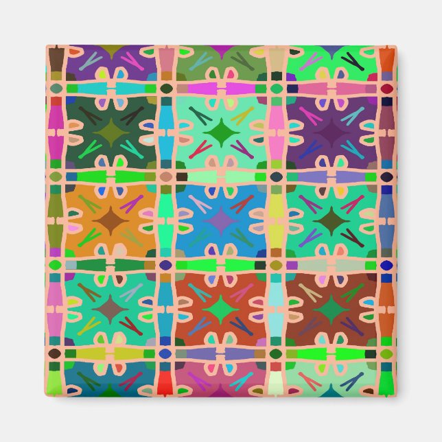 Abstractly Multi Colour Art Pattern Magnet (Front)