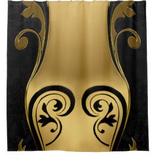 Abstracts featuring Gold accents on Black & White  Shower Curtain