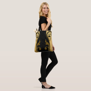 Abstracts featuring Gold accents on Black & White  Tote Bag