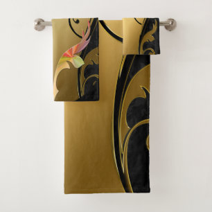 Abstracts featuring Gold, silver, Marble Texture  Bath Towel Set