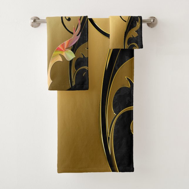Abstracts featuring Gold, silver, Marble Texture  Bath Towel Set (Insitu)