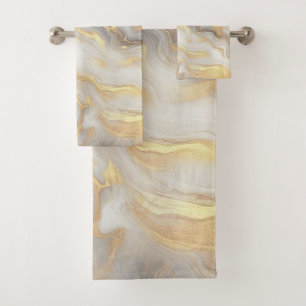 Abstracts featuring Gold, silver, Marble Texture  Bath Towel Set