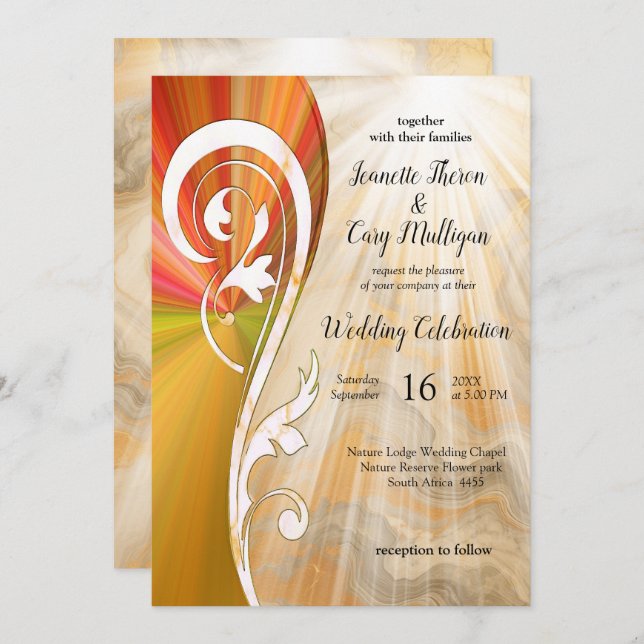 Abstracts Gold on Black & Mixed Marble Textures Invitation (Front/Back)