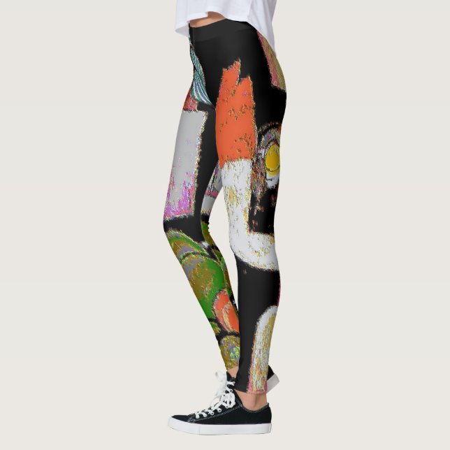 Abstracts Shapes Stain Glass style, Leggings (Left)