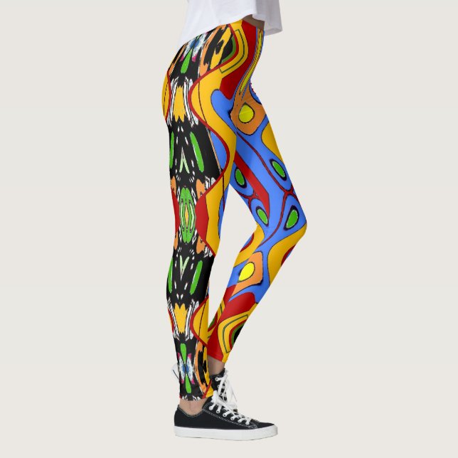 Abstracts Shapes Stain Glass style, Leggings (Right)