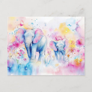 Abstrakte Aquarell Illustration eines Elefanten Postcard