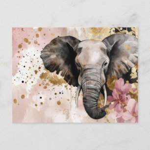Abstrakte Aquarell Illustration eines Elefanten Postcard