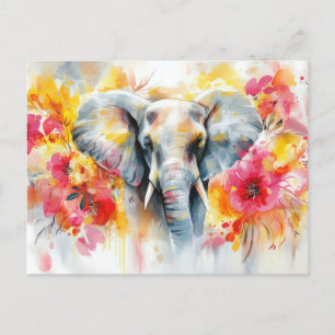 Abstrakte Aquarell Illustration eines Elefanten Postcard
