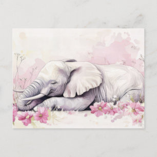Abstrakte Aquarell Illustration eines Elefanten Postcard