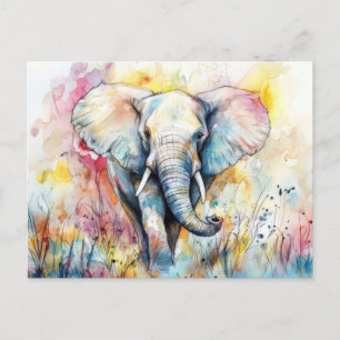 Abstrakte Aquarell Illustration eines Elefanten Postcard