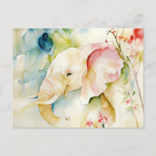 Abstrakte Aquarell Illustration eines Elefanten Postcard
