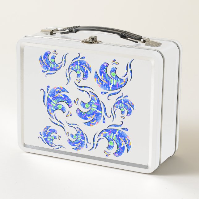 Abstrakte Kunst Wellen Metal Lunch Box (Front)