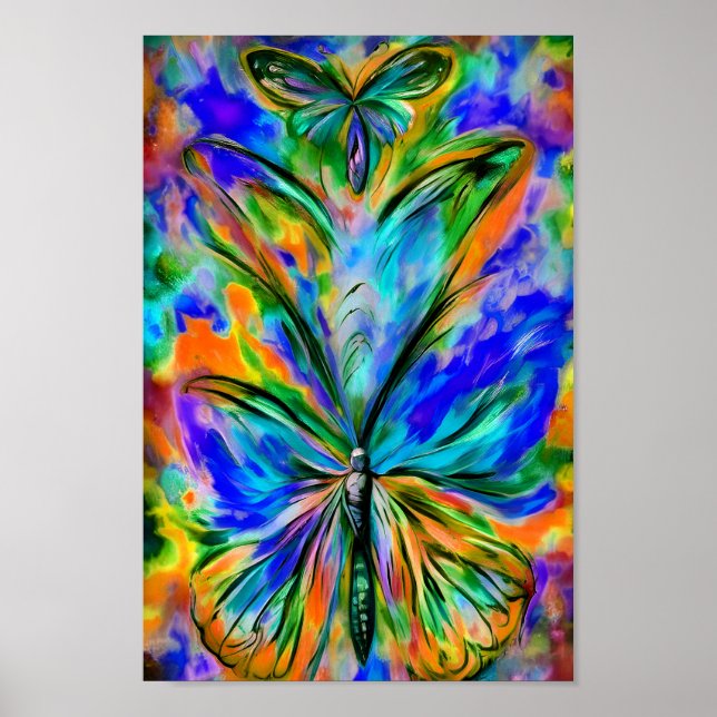 Abstrakter Schmetterling # 1 , Farbvariation 1 Poster (Front)