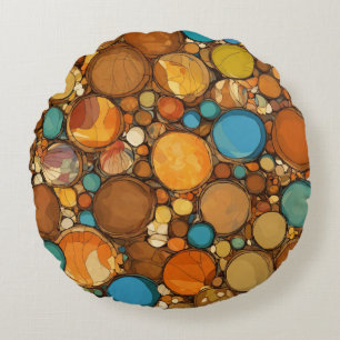 abstraktes Muster: braune Kreise Round Cushion