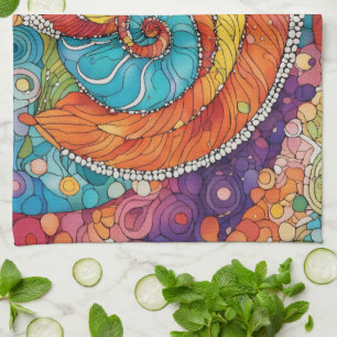 Abstraktes Schnecken Muster, multicolor Tea Towel