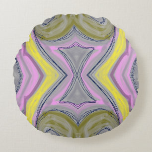 Abstrato Amarelo Round Cushion