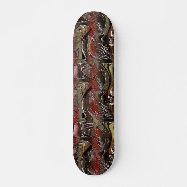 Abstrato entalhado em mogno e vermelho escuro skateboard (Front)