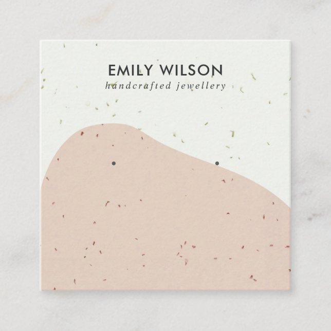 ABSTRCT CERAMIC PEACH WAVE STUD EARRING DISPLAY SQUARE BUSINESS CARD (Front)