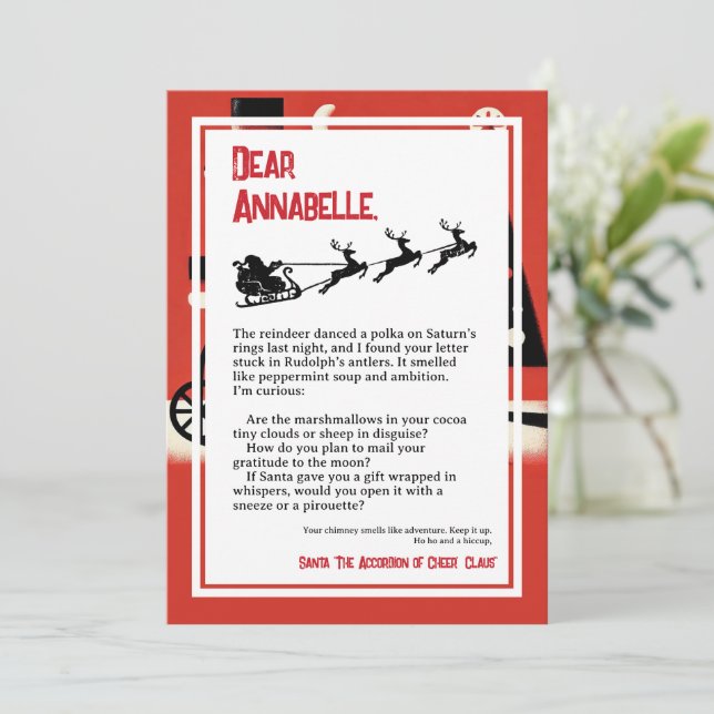 Absurdist Dada Letter from Santa Invitation (Standing Front)