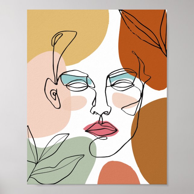 Abtract Womans Face Modern Art Print, Abstract Art Poster (Front)