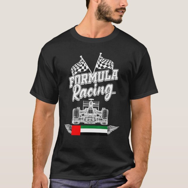 Abu Dhabi Auto Race Uae Flag Formula Racing Car Bl T-Shirt (Front)