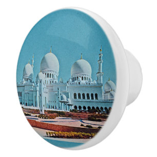 Abu Dhabi Mosque painting Ceramic Knob