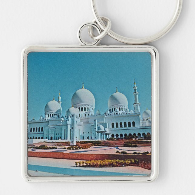 Abu Dhabi Mosque painting Key Ring (Front)
