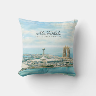 Abu Dhabi Skyline Watercolor Travel Keepsake Cushion