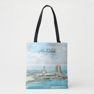 Abu Dhabi Skyline Watercolor Travel Keepsake Tote Bag