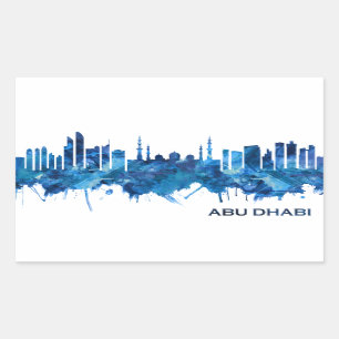 Abu Dhabi UAE Skyline Blue Rectangular Sticker