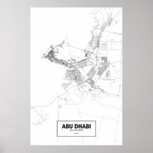Abu Dhabi, United Arab Emirates (black on white) Poster