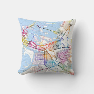 Abu Dhabi United Arab Emirates City Map Cushion