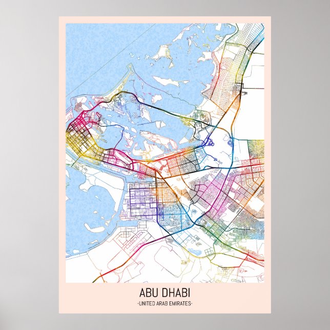 Abu Dhabi United Arab Emirates City Map Poster (Front)