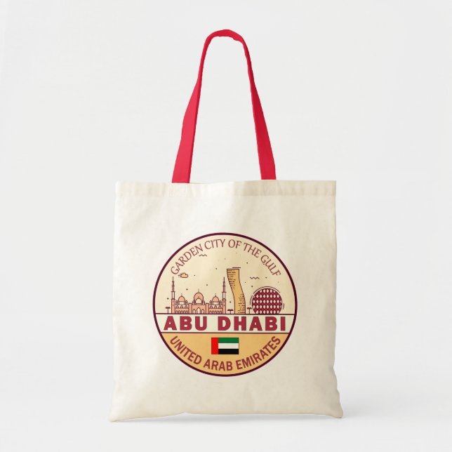 Abu Dhabi United Arab Emirates City Skyline Emblem Tote Bag (Front)