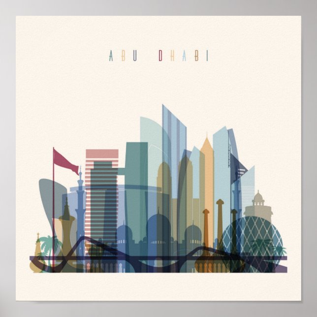 Abu Dhabi, United Arab Emirates | City Skyline Poster (Front)