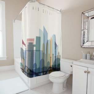 Abu Dhabi, United Arab Emirates City Skyline Shower Curtain