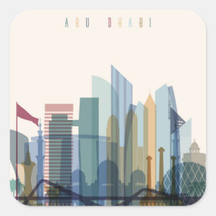 Abu Dhabi, United Arab Emirates   City Skyline Square Sticker
