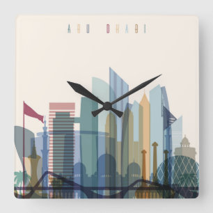 Abu Dhabi, United Arab Emirates   City Skyline Square Wall Clock