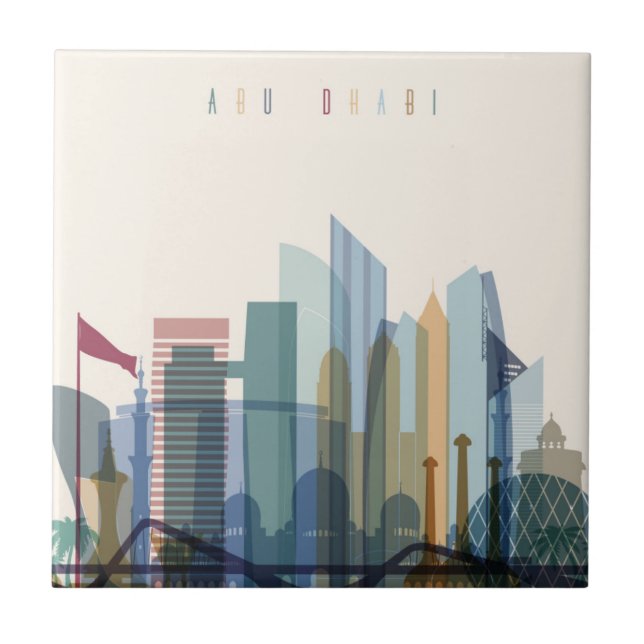 Abu Dhabi, United Arab Emirates | City Skyline Tile (Front)