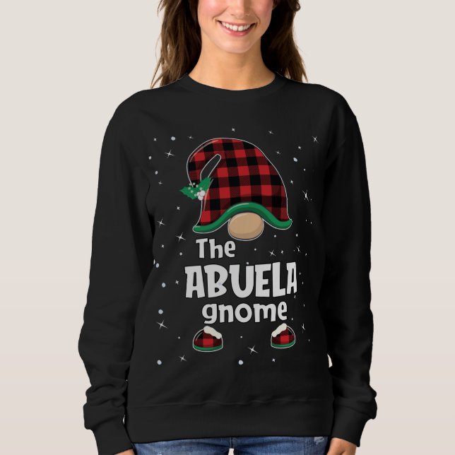 Abuela Gnome Buffalo Plaid Matching Christmas Gift Sweatshirt (Front)