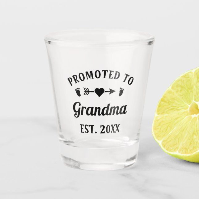 Abuela Nonna Nanna Grandmother Promoted To Grandma Shot Glass (Front)