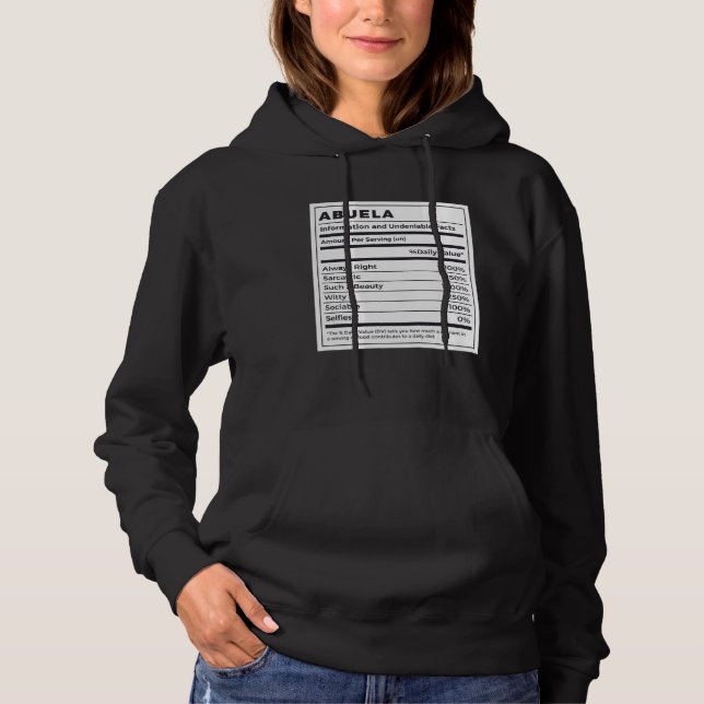 Abuela Nutritional Facts Spanish Grandmother Hoodie (Front)