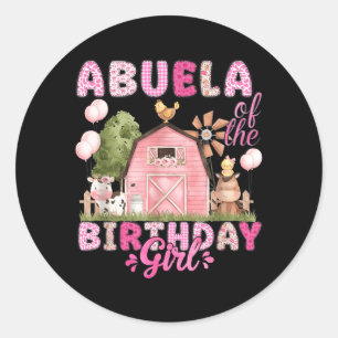 Abuela Of The Birthday Girl 1st Bday Cow Farm Classic Round Sticker