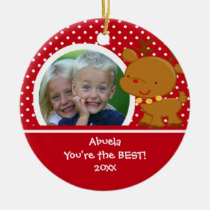 Abuela Photo Reindeer Christmas Ornament